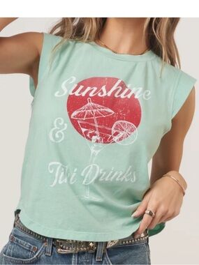 Project Social T Sunshine and Tiki muscle tank women’s Medium